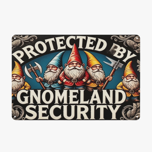 Gnomeland Security Retro Garden Gnome Guard Wall Plaque