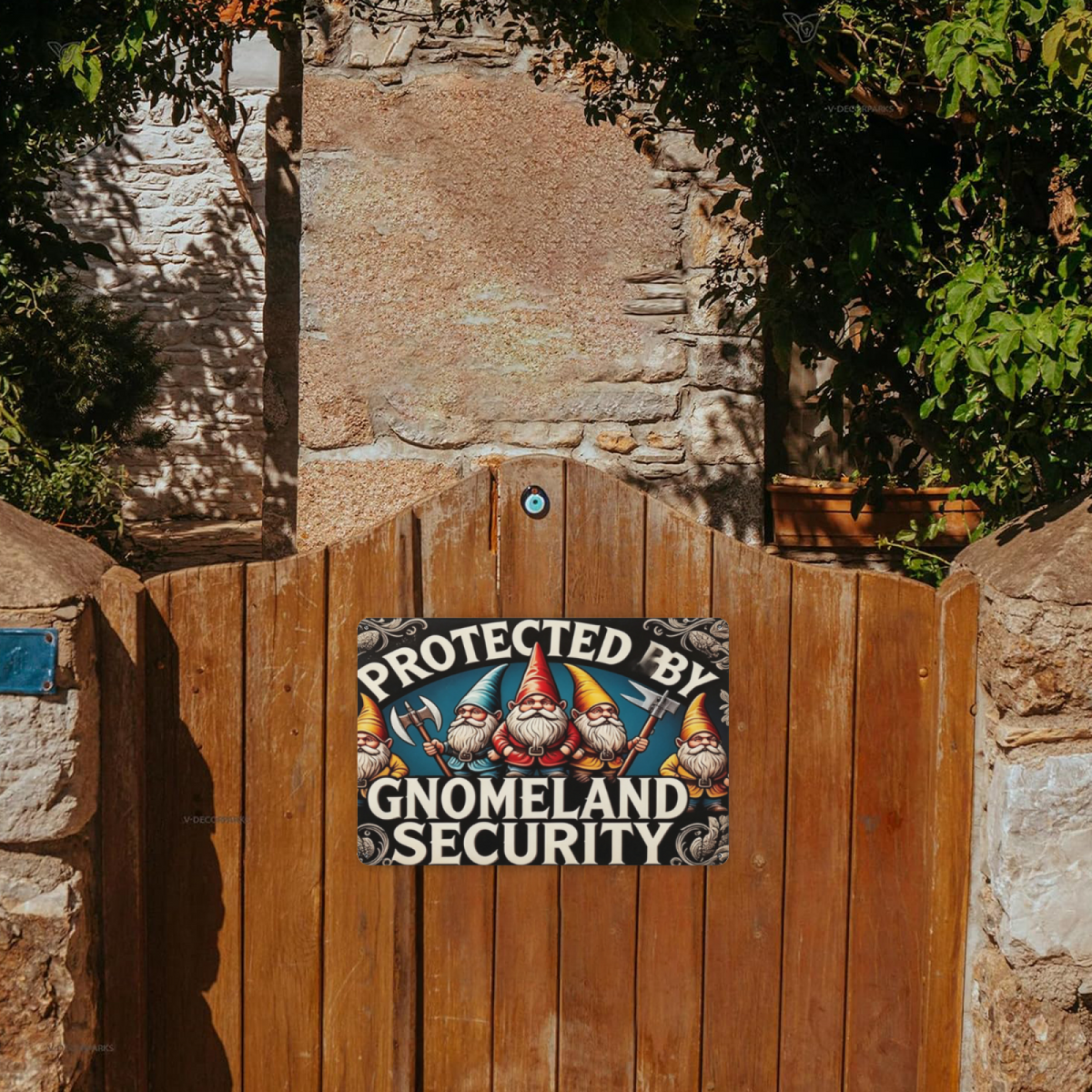 Gnomeland Security Retro Garden Gnome Guard Wall Plaque