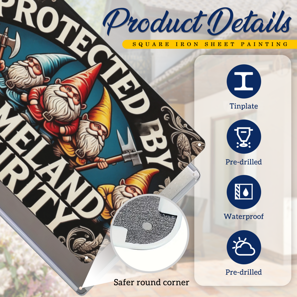 Gnomeland Security Retro Garden Gnome Guard Wall Plaque