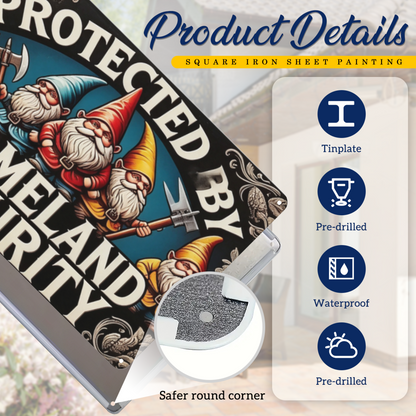 Gnomeland Security Retro Garden Gnome Guard Wall Plaque
