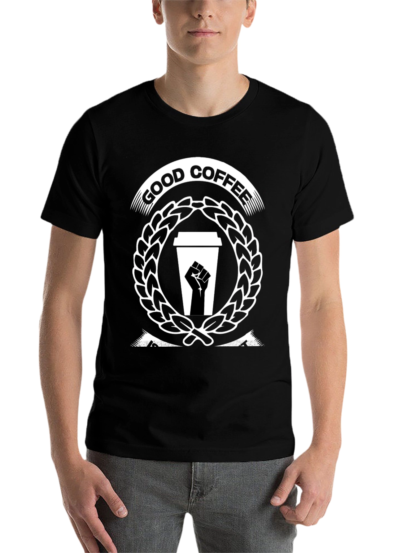 Good Coffee Black Power Fist T-Shirt