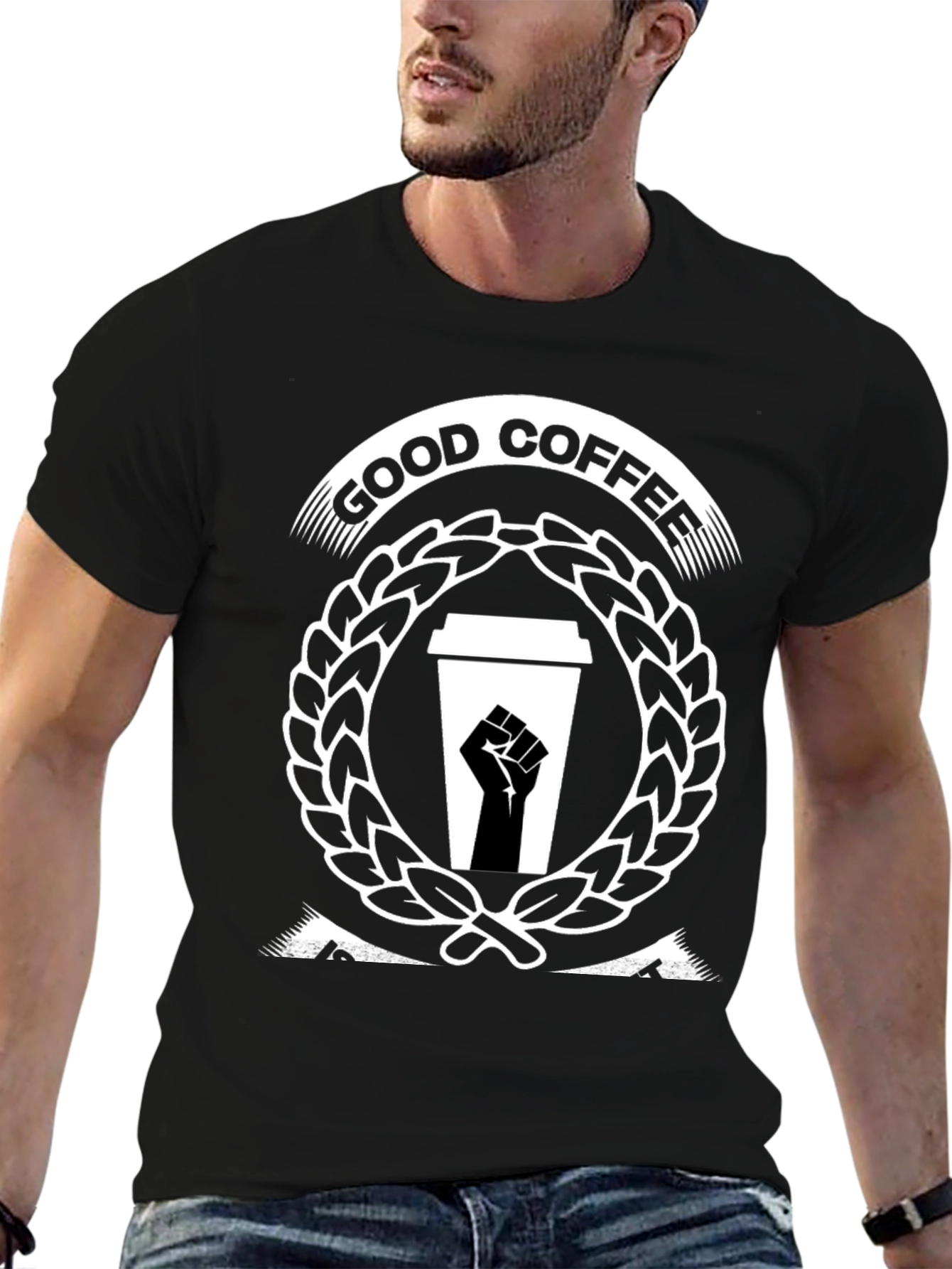 Good Coffee Black Power Fist T-Shirt