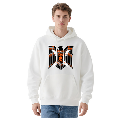 SWAT Eagle Skull Tactical Street Hoodie, Bold Soft White Pullover