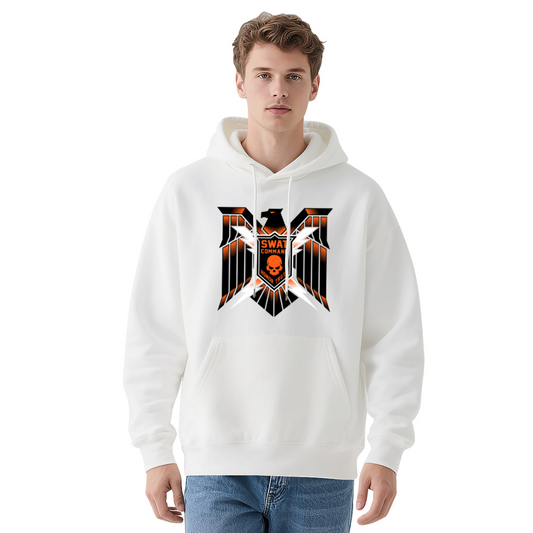 SWAT Eagle Skull Tactical Street Hoodie, Bold Soft White Pullover