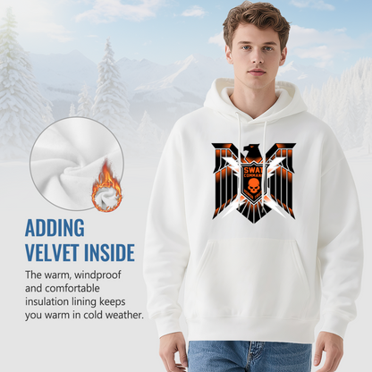 SWAT Eagle Skull Tactical Street Hoodie, Bold Soft White Pullover