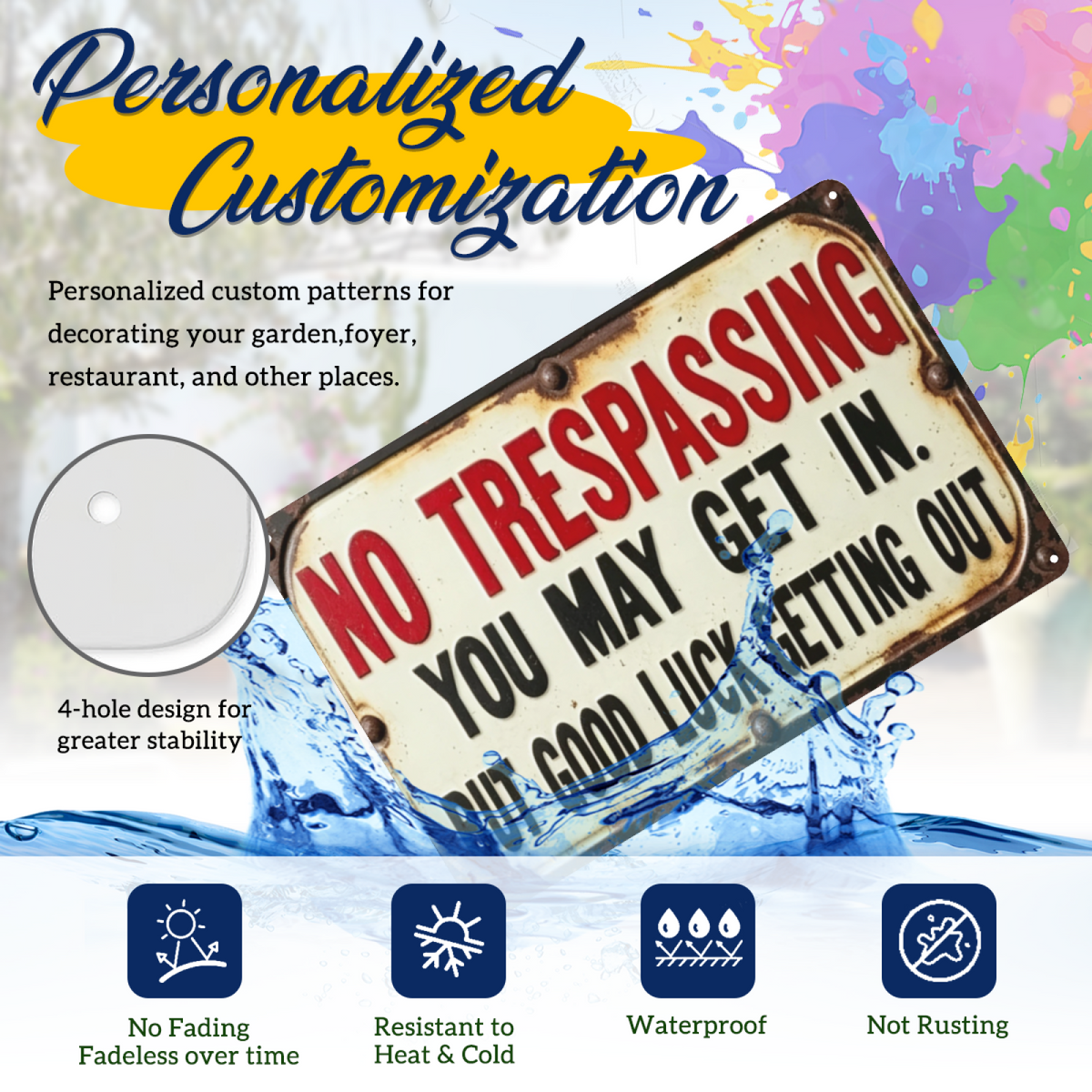 Funny No Trespassing Retro Rustic Metal Wall Sign