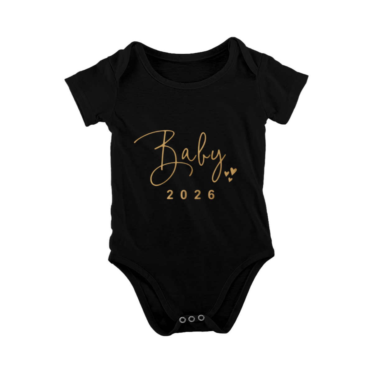 Elegant Gold Baby 2026 Script Black Baby Bodysuit Birth Announcement