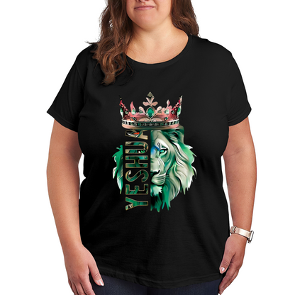 Royal Crown Lion Yeshua Green Gradient Art Plus Size Women Printed T-Shirt