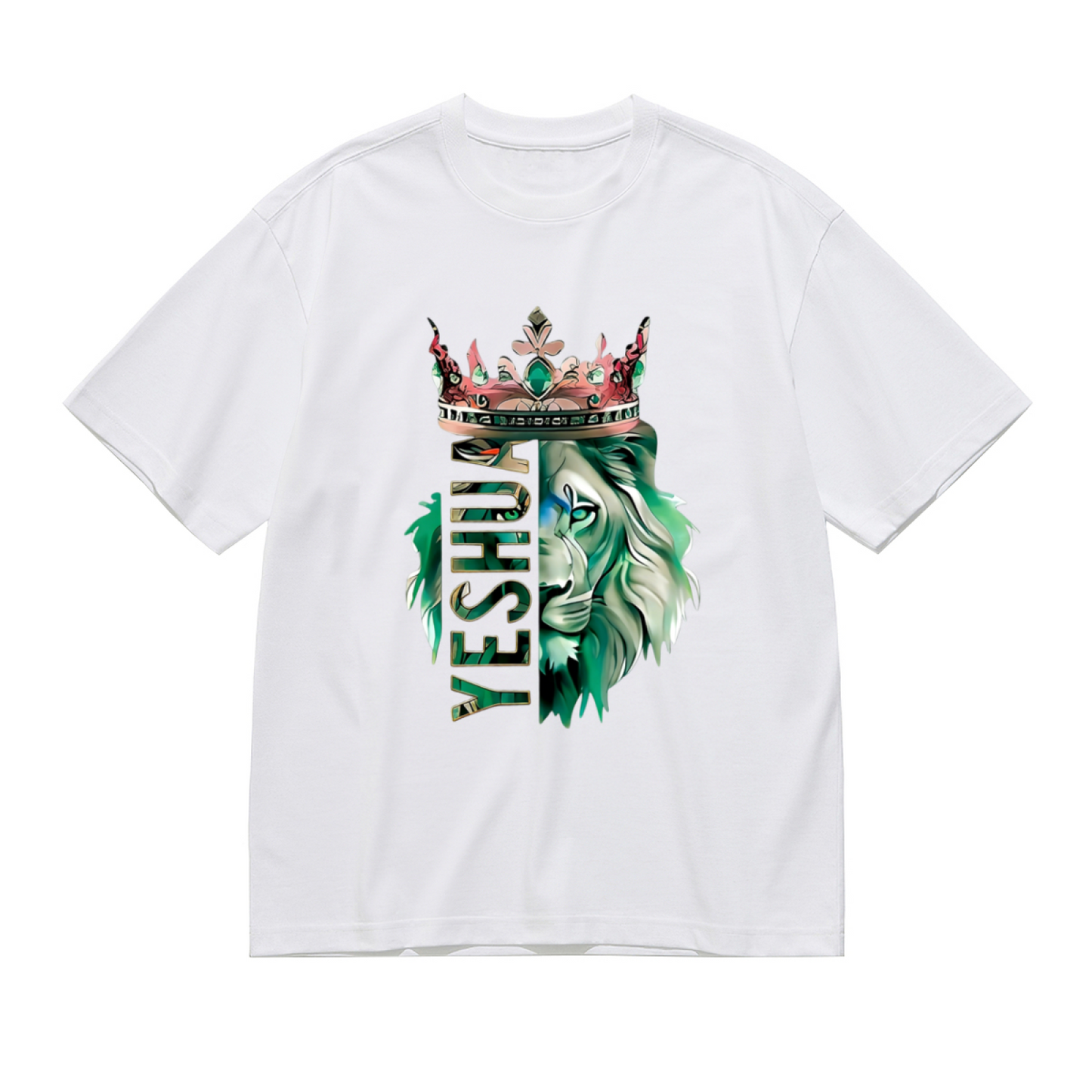 Royal Crown Lion Yeshua Green Gradient Art Plus Size Women Printed T-Shirt