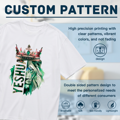 Royal Crown Lion Yeshua Green Gradient Art Plus Size Women Printed T-Shirt