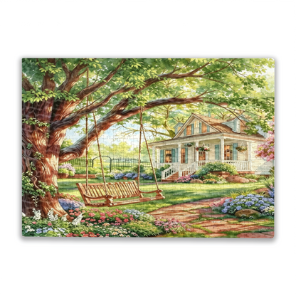 Peaceful Summer Yard Giant Tree Swing Country Villa Jigsaw Puzzle