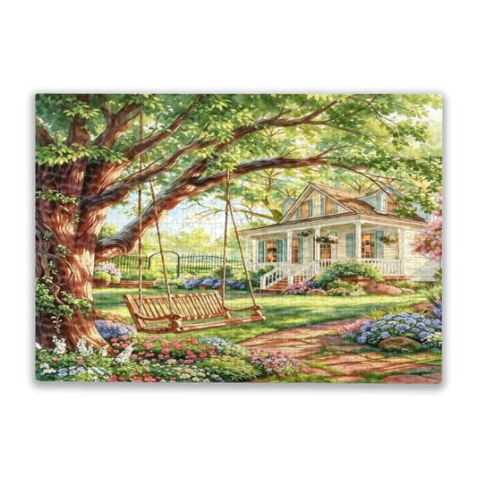 Peaceful Summer Yard Giant Tree Swing Country Villa Jigsaw Puzzle