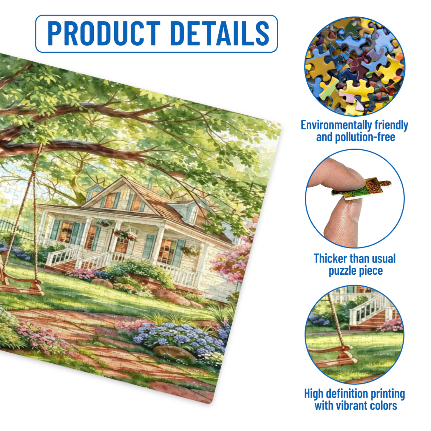 Peaceful Summer Yard Giant Tree Swing Country Villa Jigsaw Puzzle
