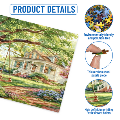 Peaceful Summer Yard Giant Tree Swing Country Villa Jigsaw Puzzle