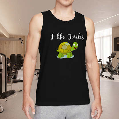 Cute Cartoon I Like Turtles Animal Lover Men Sleeveless Top