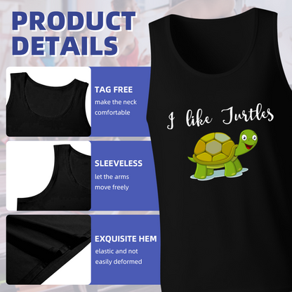 Cute Cartoon I Like Turtles Animal Lover Men Sleeveless Top