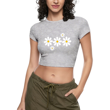 White Daisy Floral Hot Pink Crop Top ¨C Fresh Cottagecore Summer Baby Tee 11.
