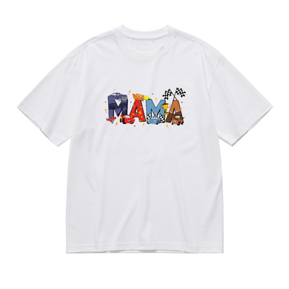 Cute Cars Racing MAMA Letter Mom Gift Plus Size Women's Printed T-Shirt