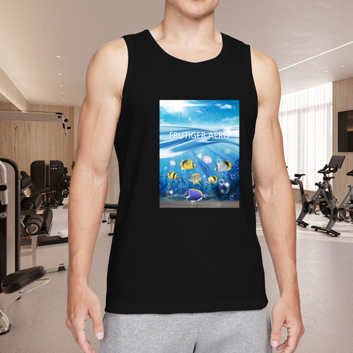 Tropical Underwater Coral Fish Ocean Scenery Print Tank Top