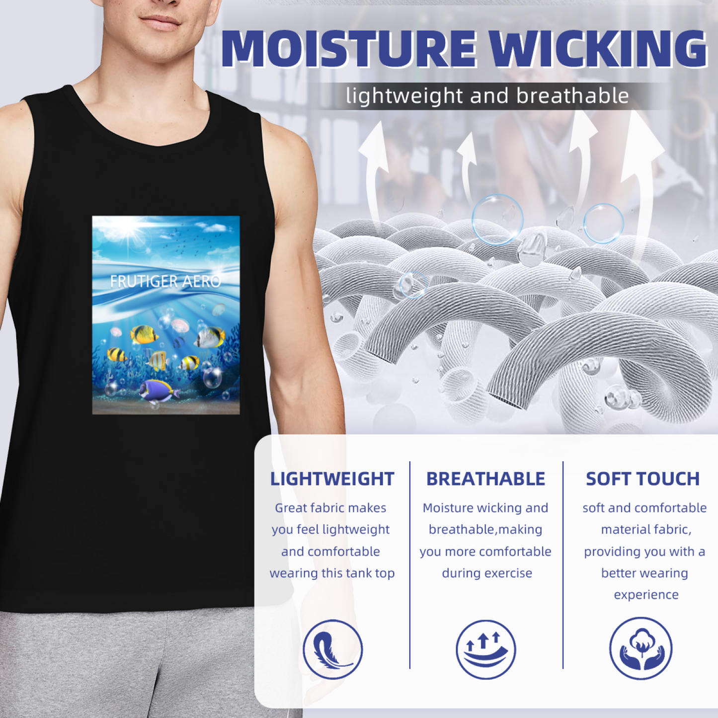 Tropical Underwater Coral Fish Ocean Scenery Print Tank Top