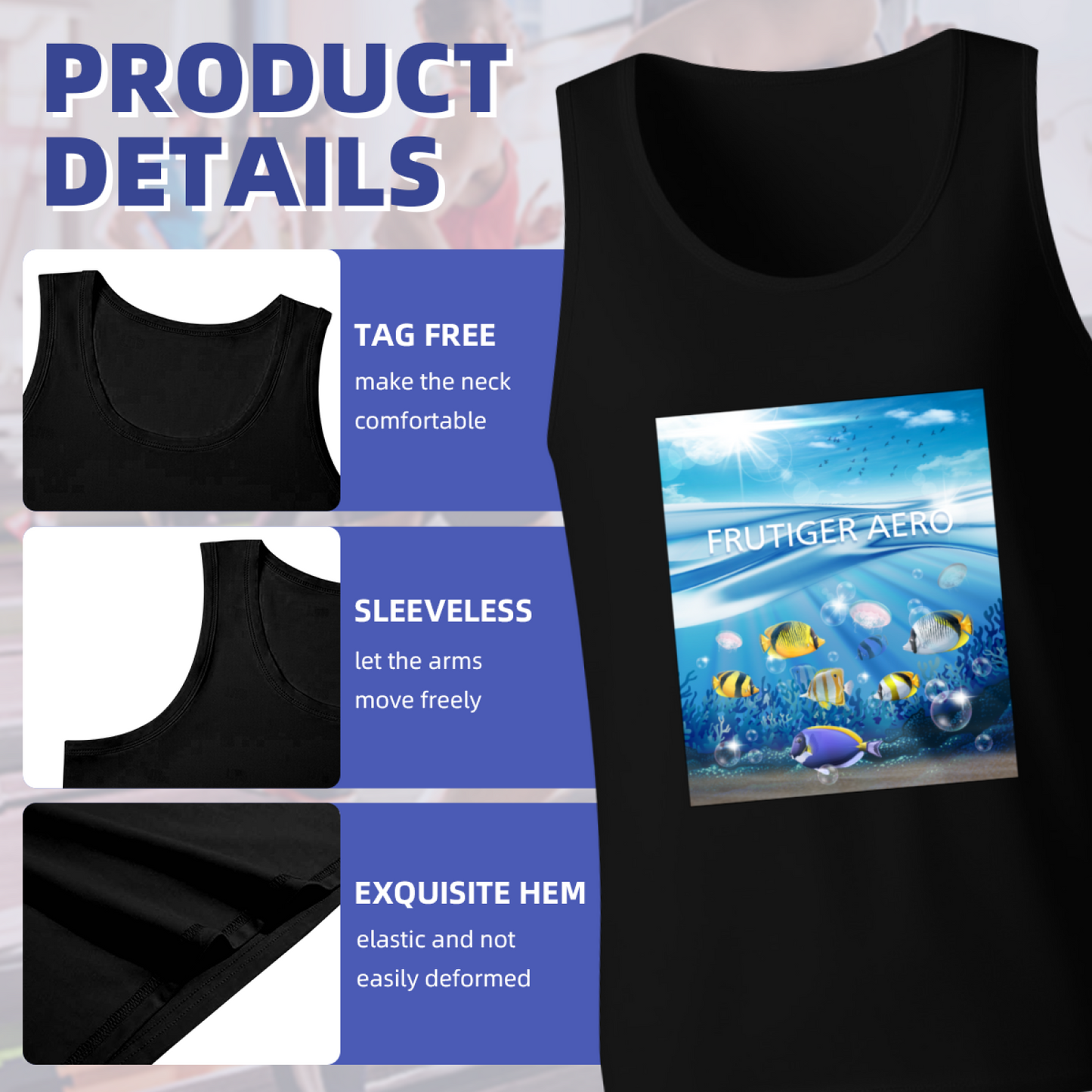 Tropical Underwater Coral Fish Ocean Scenery Print Tank Top
