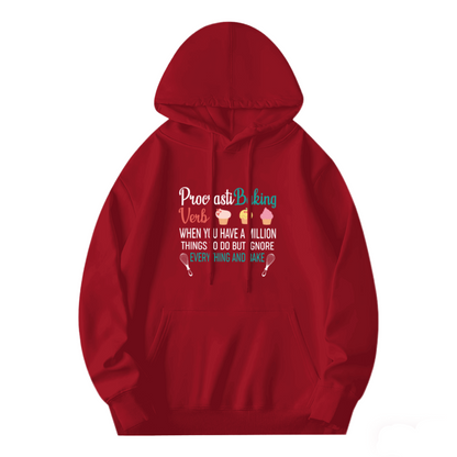 Funny Procrastibaking Baker Graphic Unisex Hoodie, Ultra Comfort Loungewear