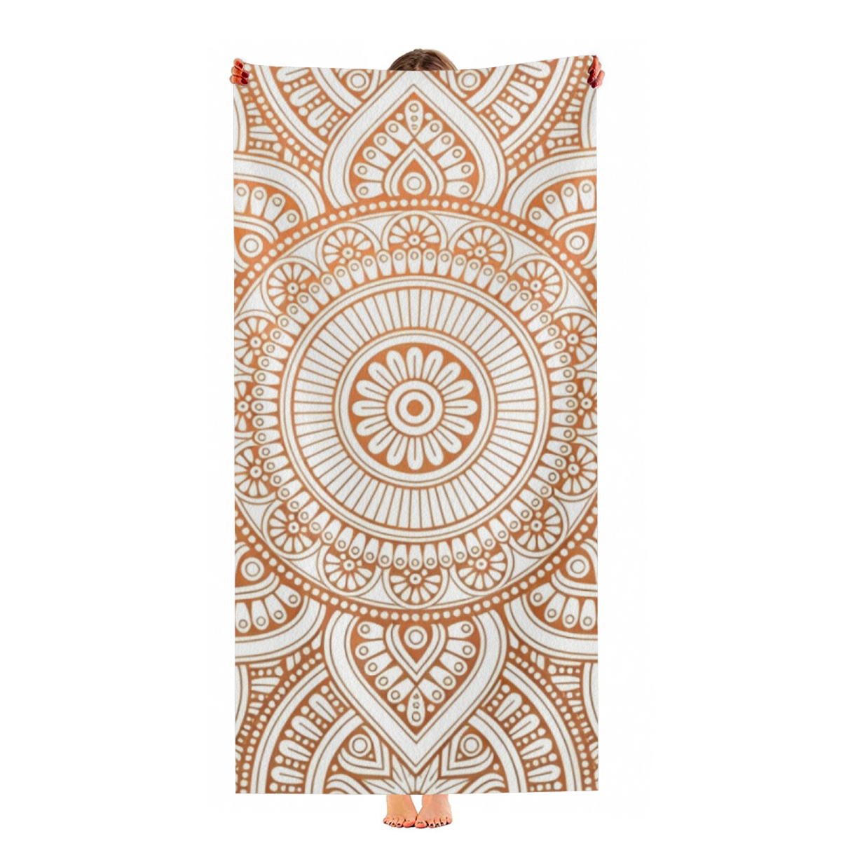Vintage Neutral Terracotta Mandala Beach Towel, Fluffy Comfortable, Skin-Friendly and Super Absorbent