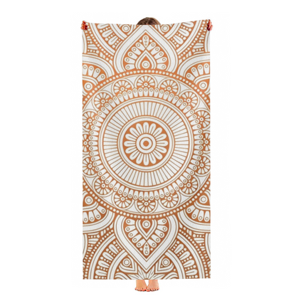 Vintage Neutral Terracotta Mandala Beach Towel, Fluffy Comfortable, Skin-Friendly and Super Absorbent