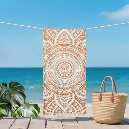 Vintage Neutral Terracotta Mandala Beach Towel, Fluffy Comfortable, Skin-Friendly and Super Absorbent