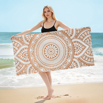 Vintage Neutral Terracotta Mandala Beach Towel, Fluffy Comfortable, Skin-Friendly and Super Absorbent
