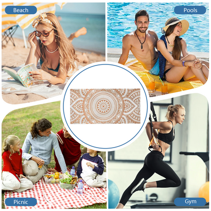 Vintage Neutral Terracotta Mandala Beach Towel, Fluffy Comfortable, Skin-Friendly and Super Absorbent