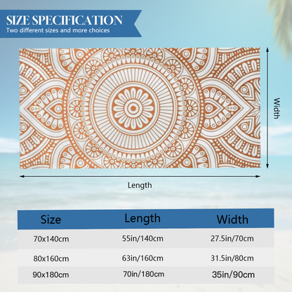 Vintage Neutral Terracotta Mandala Beach Towel, Fluffy Comfortable, Skin-Friendly and Super Absorbent