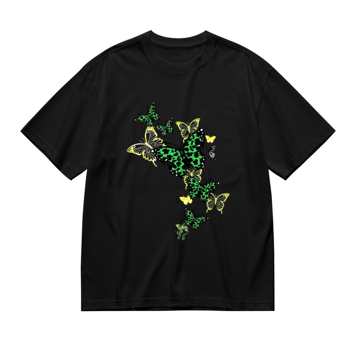 Vibrant Green Leopard Butterfly Fashion Plus Size Women Printed T-Shirt