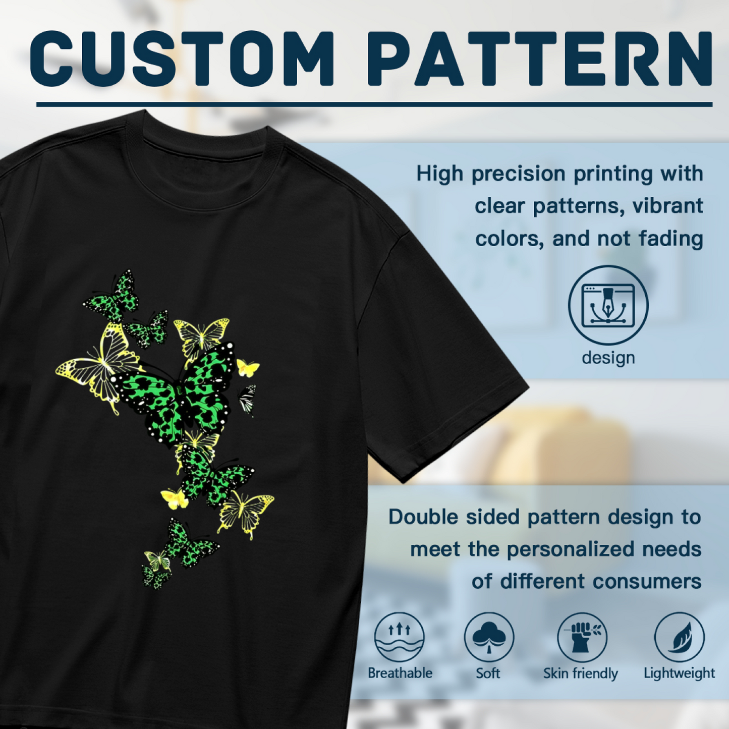 Vibrant Green Leopard Butterfly Fashion Plus Size Women Printed T-Shirt