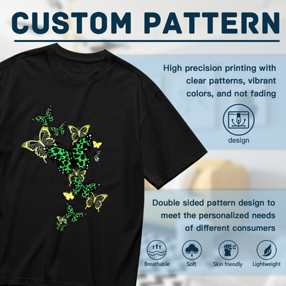 Vibrant Green Leopard Butterfly Fashion Plus Size Women Printed T-Shirt
