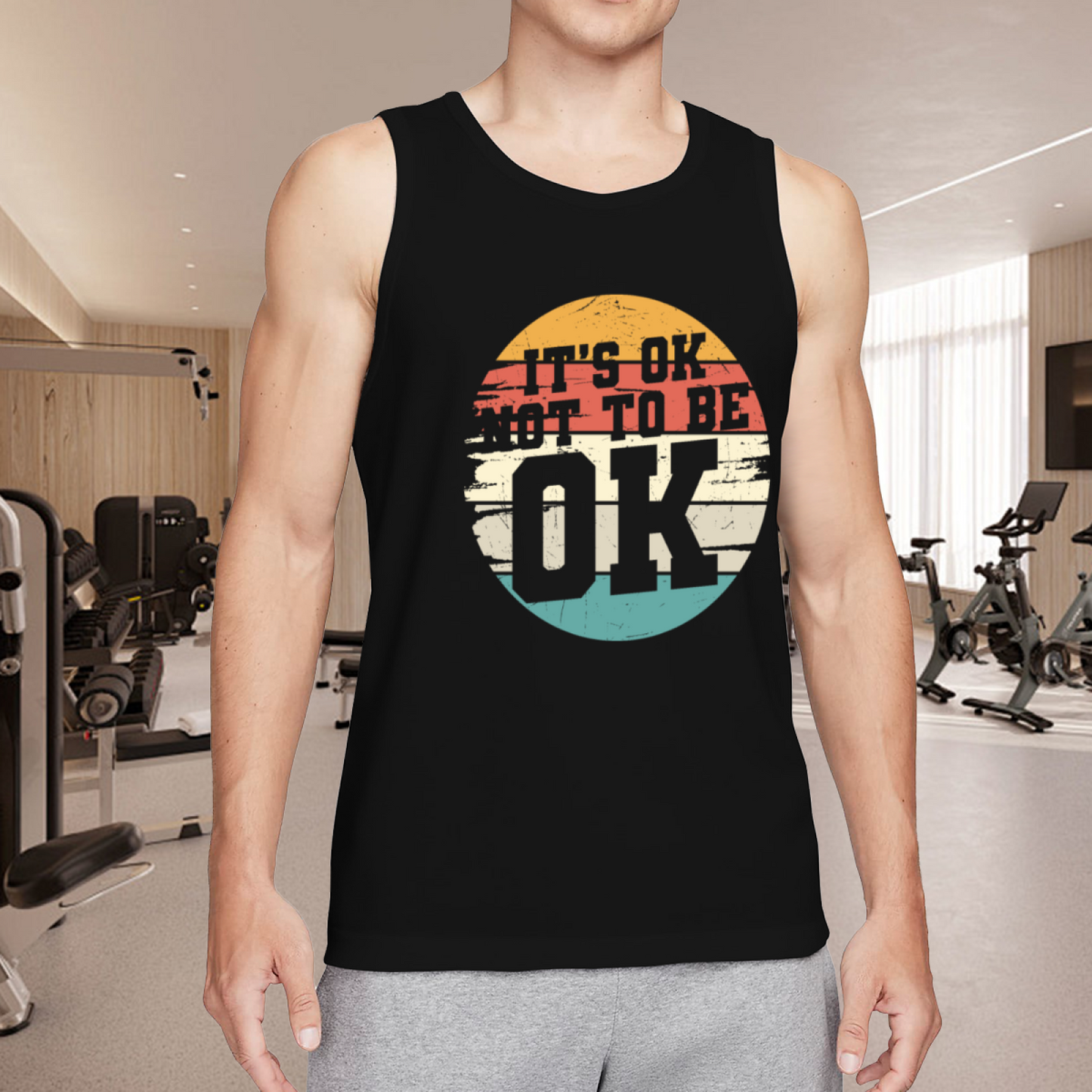 It¡¯s Ok Not To Be Ok Retro Sunset Mental Health Men Tank