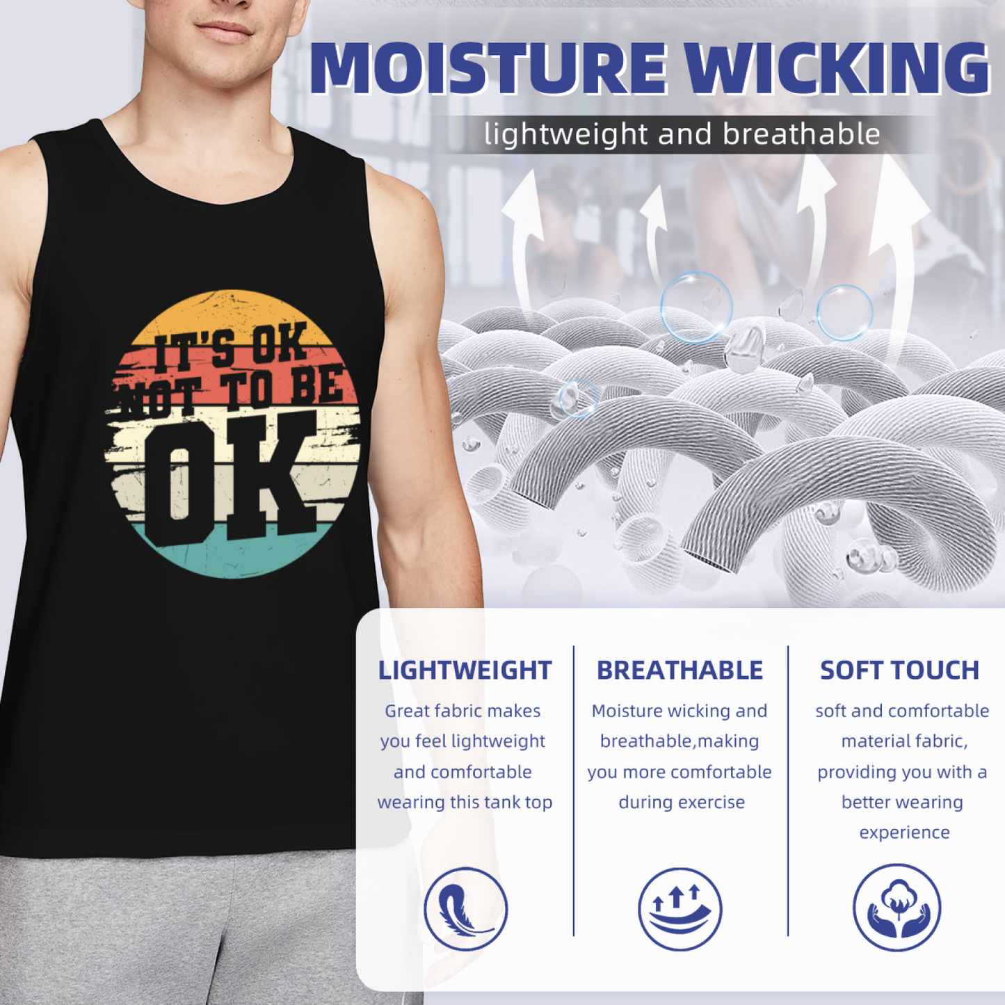It¡¯s Ok Not To Be Ok Retro Sunset Mental Health Men Tank