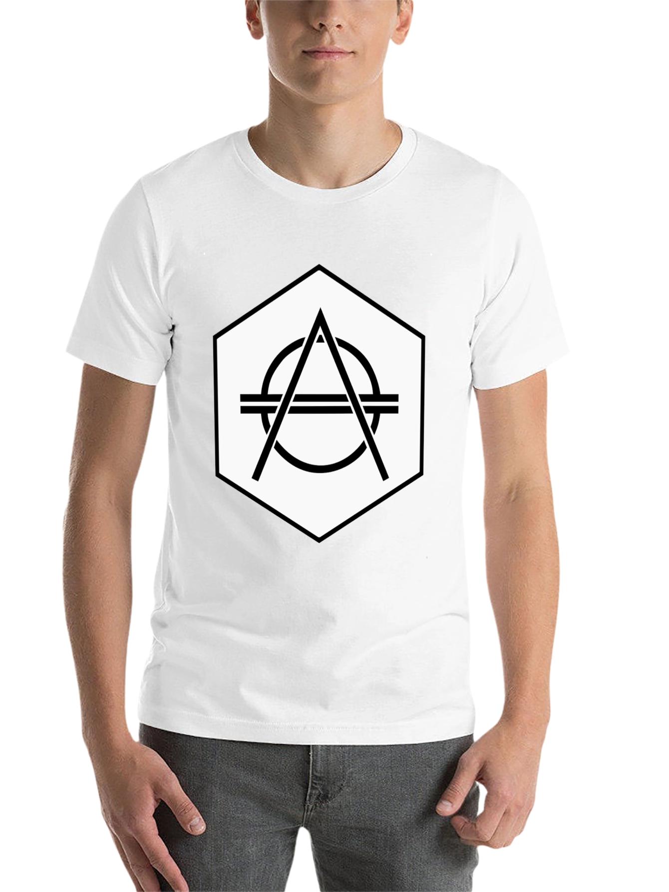 Geometric Hexagon Graphic Tee - Stylish Black T-Shirt