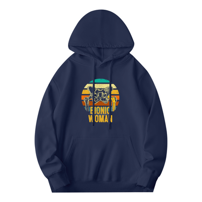 Retro Bionic Woman Navy Unisex Hoodie, All Day Soft Comfort
