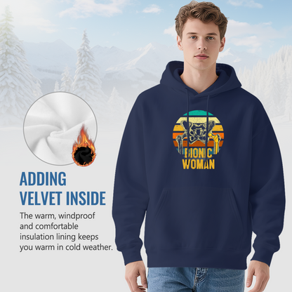Retro Bionic Woman Navy Unisex Hoodie, All Day Soft Comfort