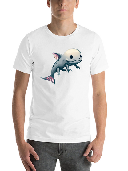 Axolotl Cartoon Graphic Tee - Black Cotton Blend