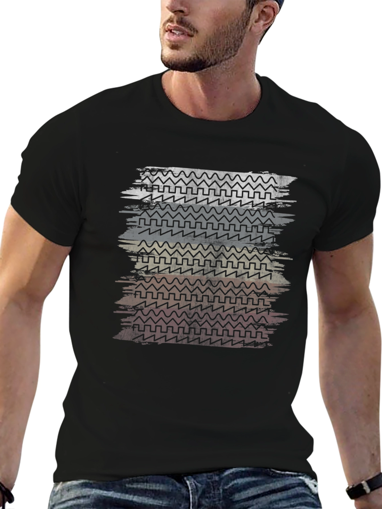 Retro Wave Pattern Mens T-Shirt