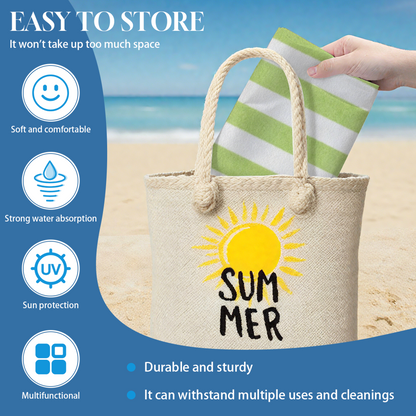 Fresh Light Green Vertical Striped Beach Towel, Incredibly Cozy & Fluffy, High Water Absorption, Various Length Options for Travel Seaside Gym Use