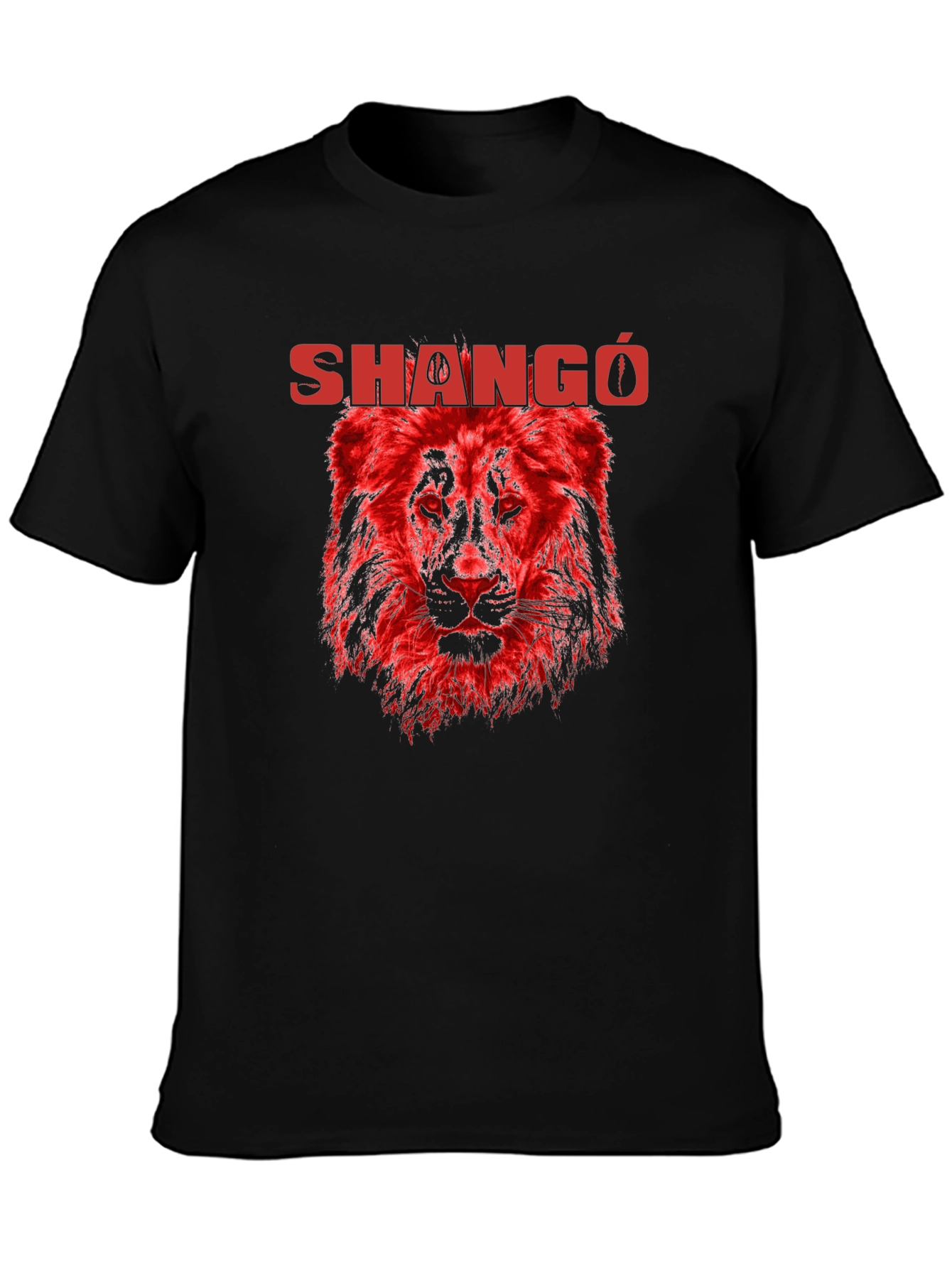 Shangó Lion Graphic T-Shirt - Bold Red Design