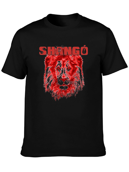 Shangó Lion Graphic T-Shirt - Bold Red Design