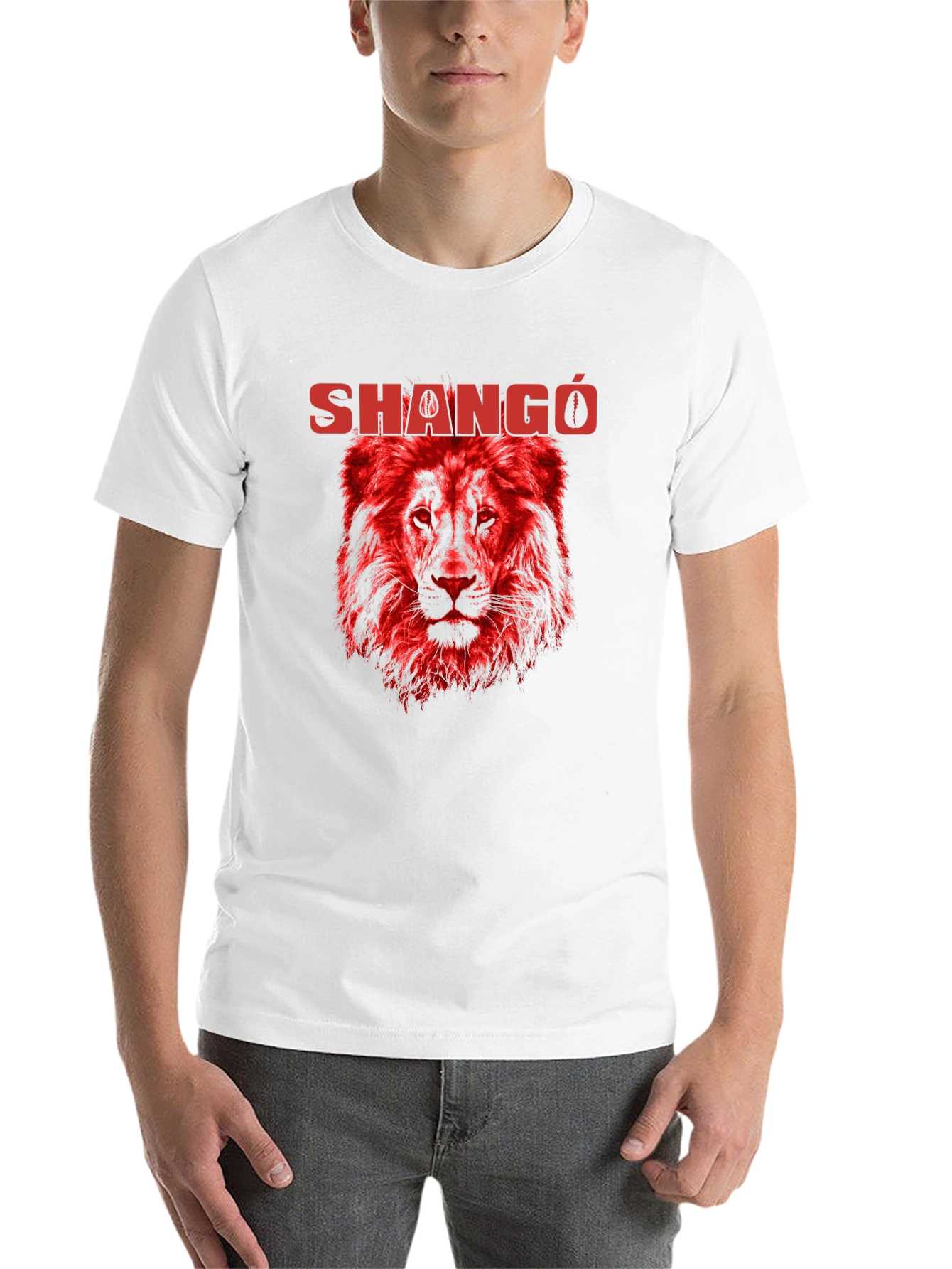 Shangó Lion Graphic T-Shirt - Bold Red Design