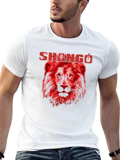 Shangó Lion Graphic T-Shirt - Bold Red Design