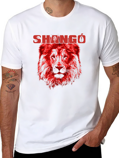 Shangó Lion Graphic T-Shirt - Bold Red Design