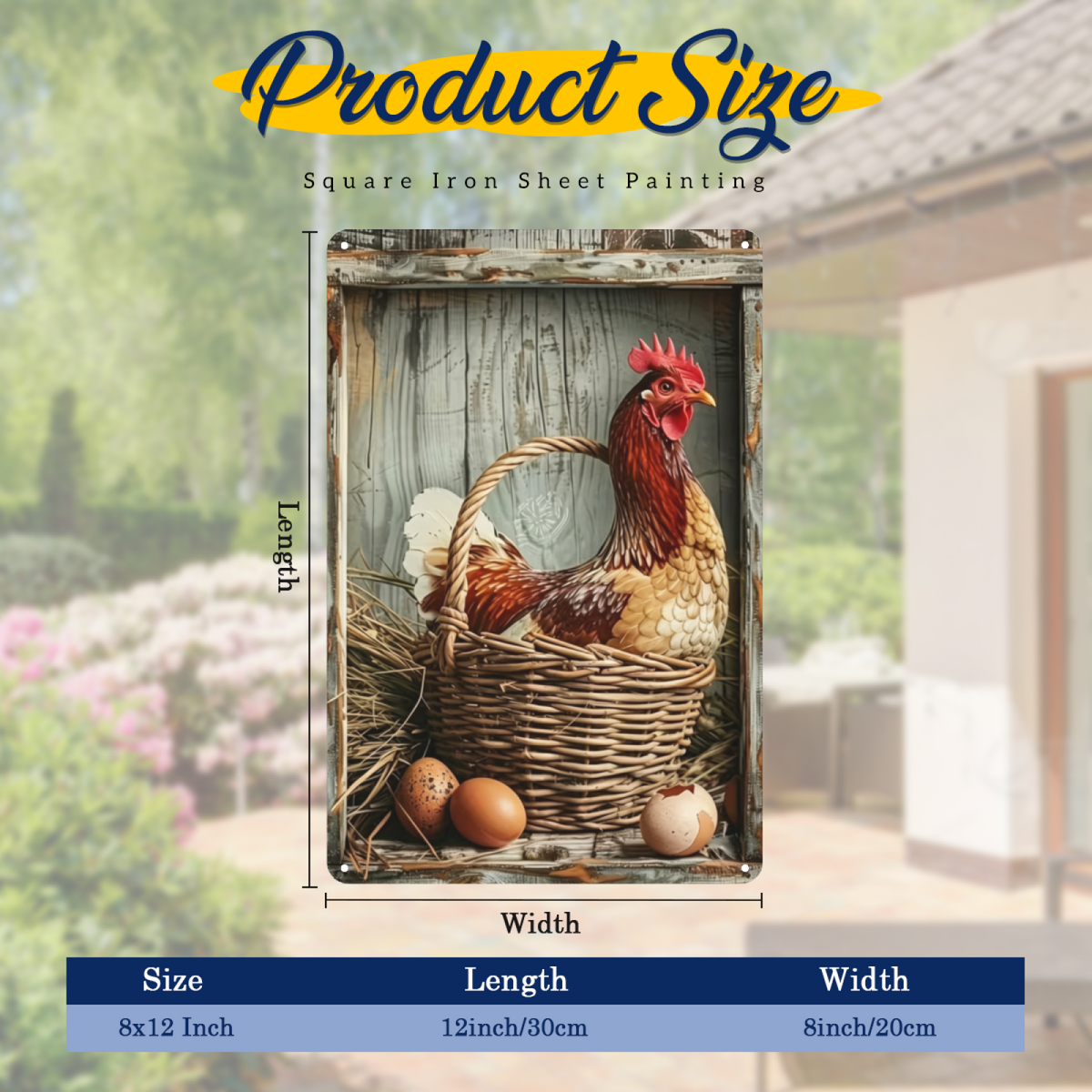 Cool Vintage Rooster & Hen Couple Retro Metal Tin Sign