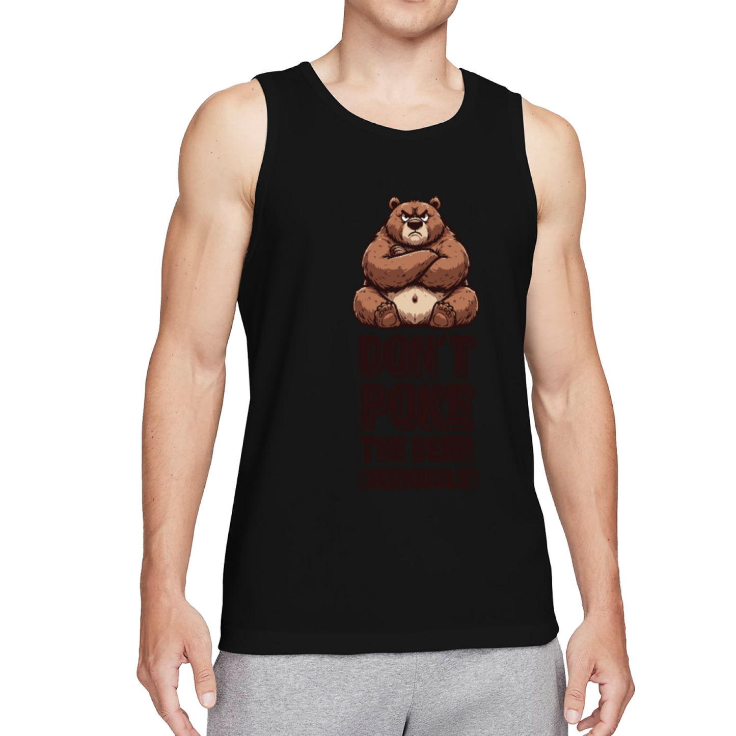 Don¡¯t Poke The Grumpy Grizzly Bear Cool Cartoon Mens Tank Top